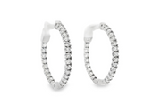 14K White Gold Diamond Hoop Earrings - 1.00ctw
