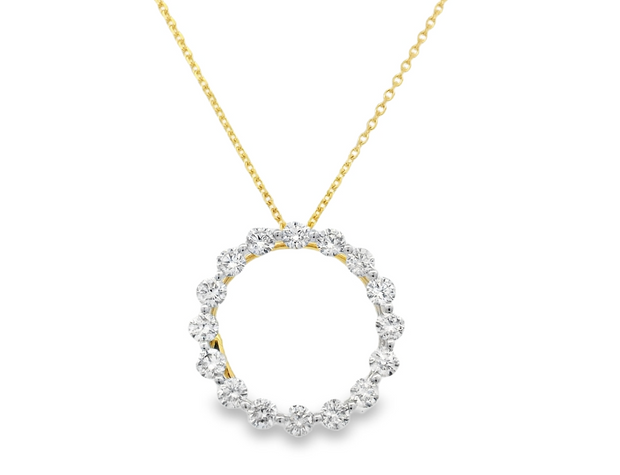 14K Yellow Gold Diamond Circle Pendant