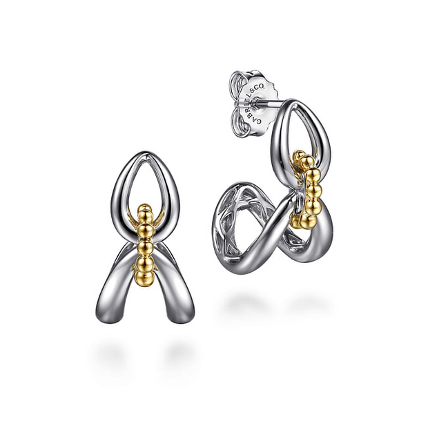 Gabriel & Co. Silver and yellow Gold Bujukan Link Earrings