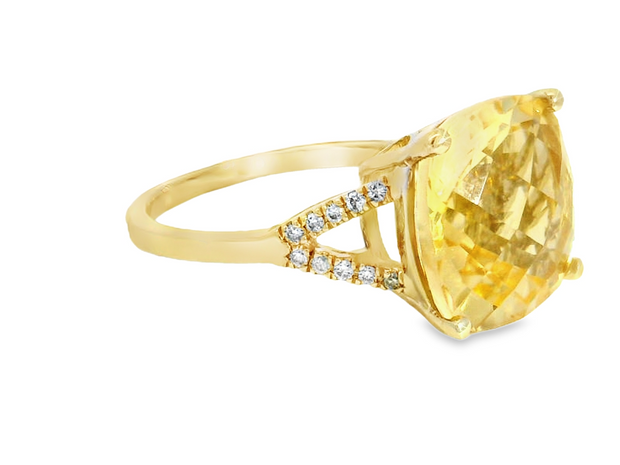 14K Yellow Gold Citrine & Diamond Ring