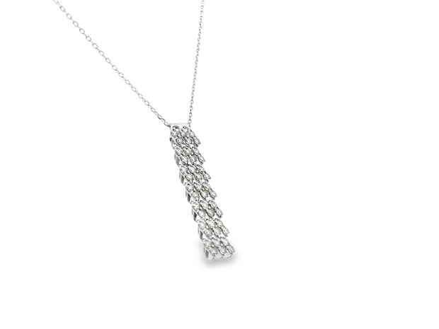 14K White Gold Flexible Diamond Lattice Pendant