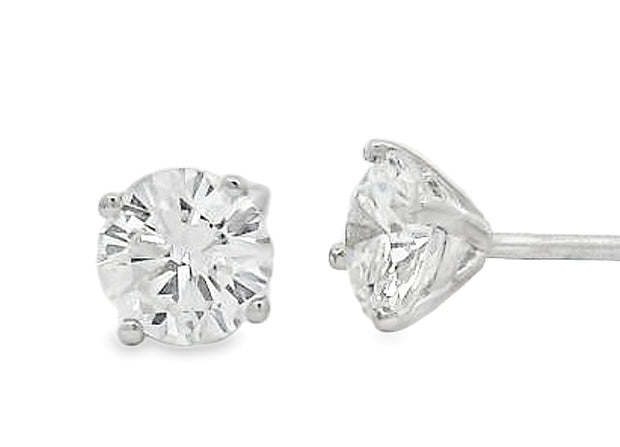 14K White Gold Diamond Stud Earrings - .80ctw