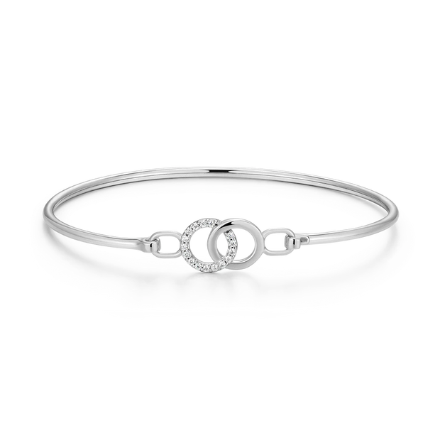 Monte Luna Silver Twin Circle Bangle with LG Diamonds