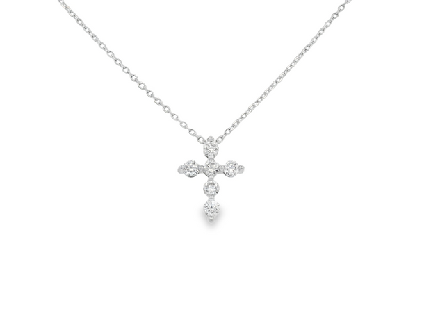 14K White Gold Diamond Cross - .84ctw