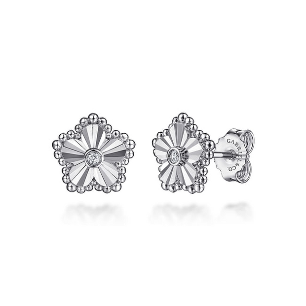 Gabriel & Co. Silver Bujukan Flower Stud Earrings