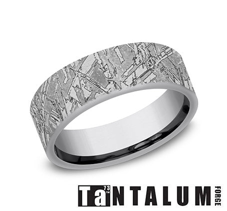 Benchmark Tantalum Band with Meteorite Pattern