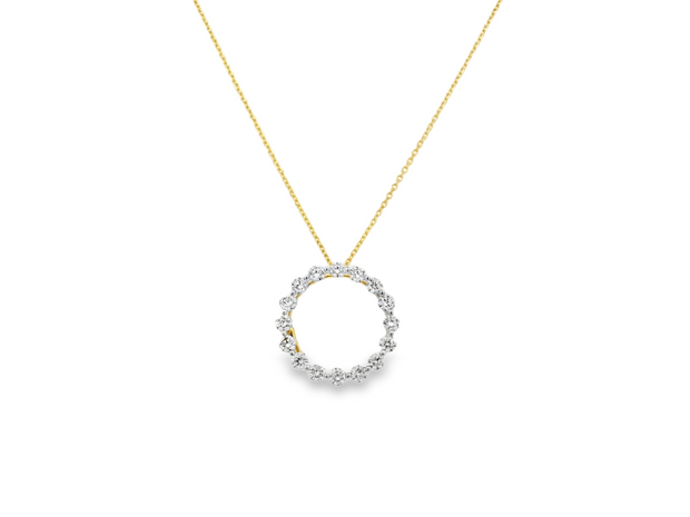 14K Yellow Gold Diamond Circle Pendant