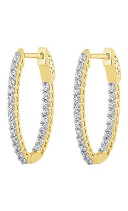 14K Yellow Gold Diamond Hoop Earrings - .50ctw