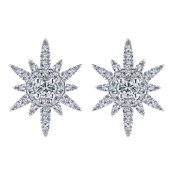 Gabriel & Co., 14K White Gold Starburst Earrings