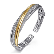 Gabriel & Co Silver and 14 Karat Yellow Gold Bujukan Bangle