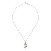 Gabriel & Co. Sterling Silver & Yellow Gold Bujukan Multi row White Sapphire Pendant