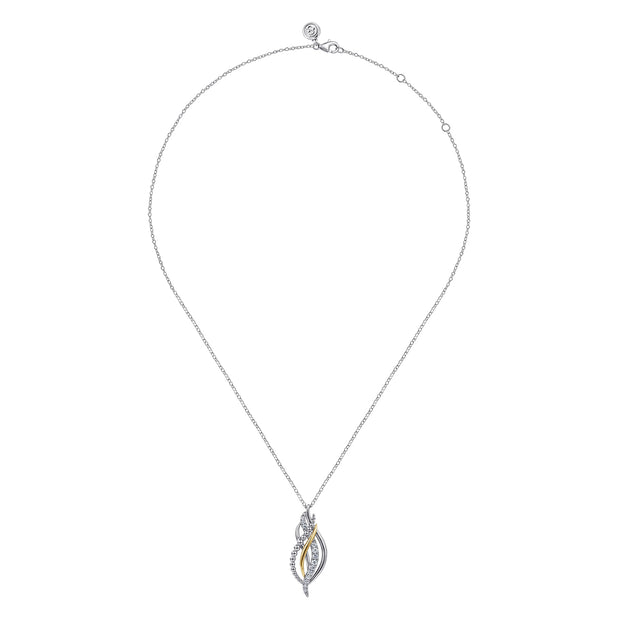 Gabriel & Co. Sterling Silver & Yellow Gold Bujukan Multi row White Sapphire Pendant
