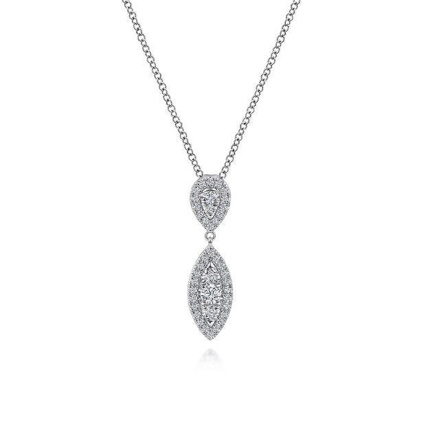 Gabriel & Co. Diamond Pave Station Pendant Neclace