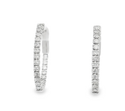 14K White Gold Diamond Hoop Earrings - .71ctw