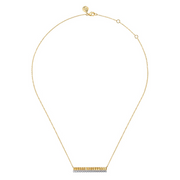 Gabriel & Co. Diamond  and Diamond Cut Texture Bar Pendant Necklace