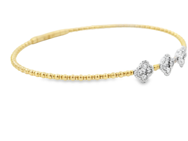 14K Yellow & White Gold Flexible Diamond Bangle Bracelet