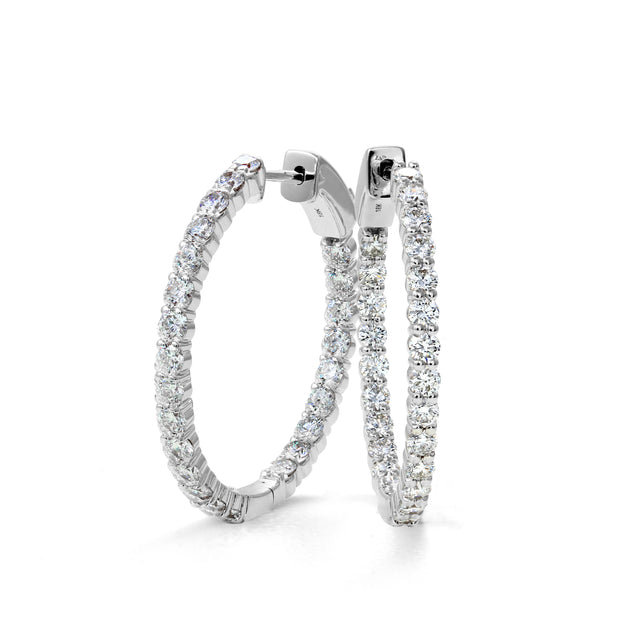 18K White Gold Diamond Hoop Earrings - 2.00ctw