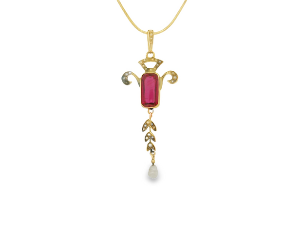 14K Yellow Gold Victorian Pendant and Chain